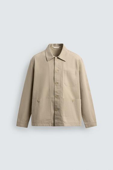 REGULAR FIT OVERSHIRT WITH POCKETS - Sand by Zara