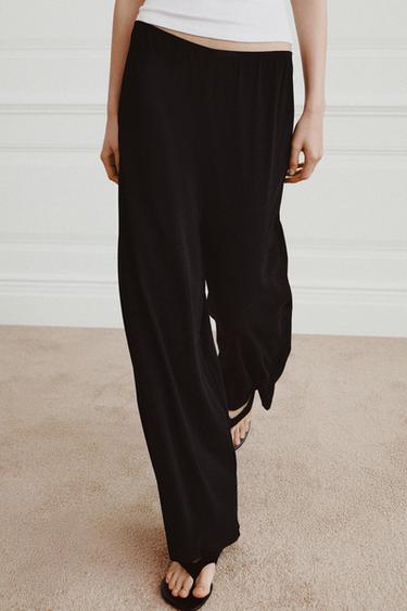 PANTALON DROIT EN COTON - Noir de Zara - Image 1