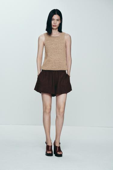 Zara 手工風格針織上衣 - 沙色/棕色