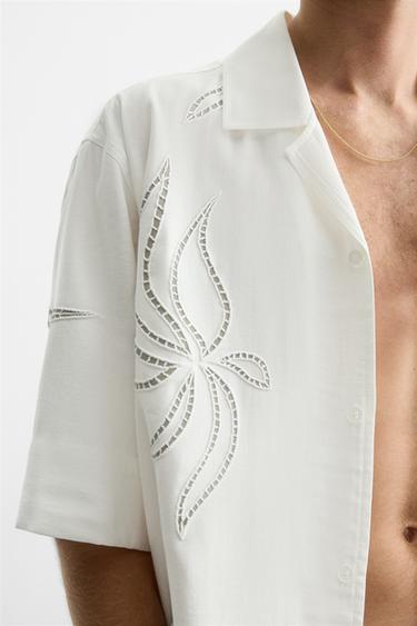 CHEMISE BRODERIE AJOURÉE - Blanc de Zara - Image 5