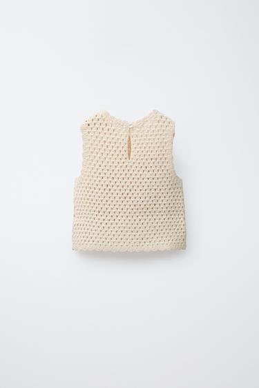 TOP EN MAILLE FRUITS AU CROCHET - Écru moyen de Zara - Image 1