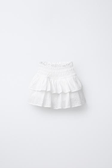 Zara SCHIFFLY FLOUNCE SKORT - White