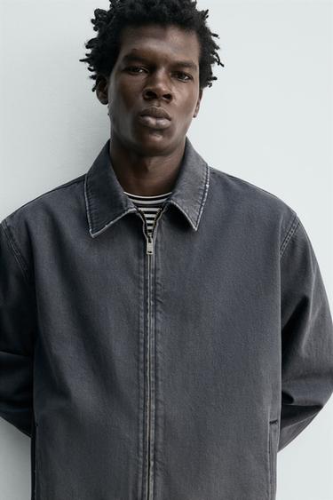 REGULAR FIT DENIM JACKET WITH ZIP - Dark indigo by Zara - Image 5