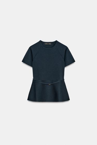 TOP PUNTO PEPLUM - Marino de Zara