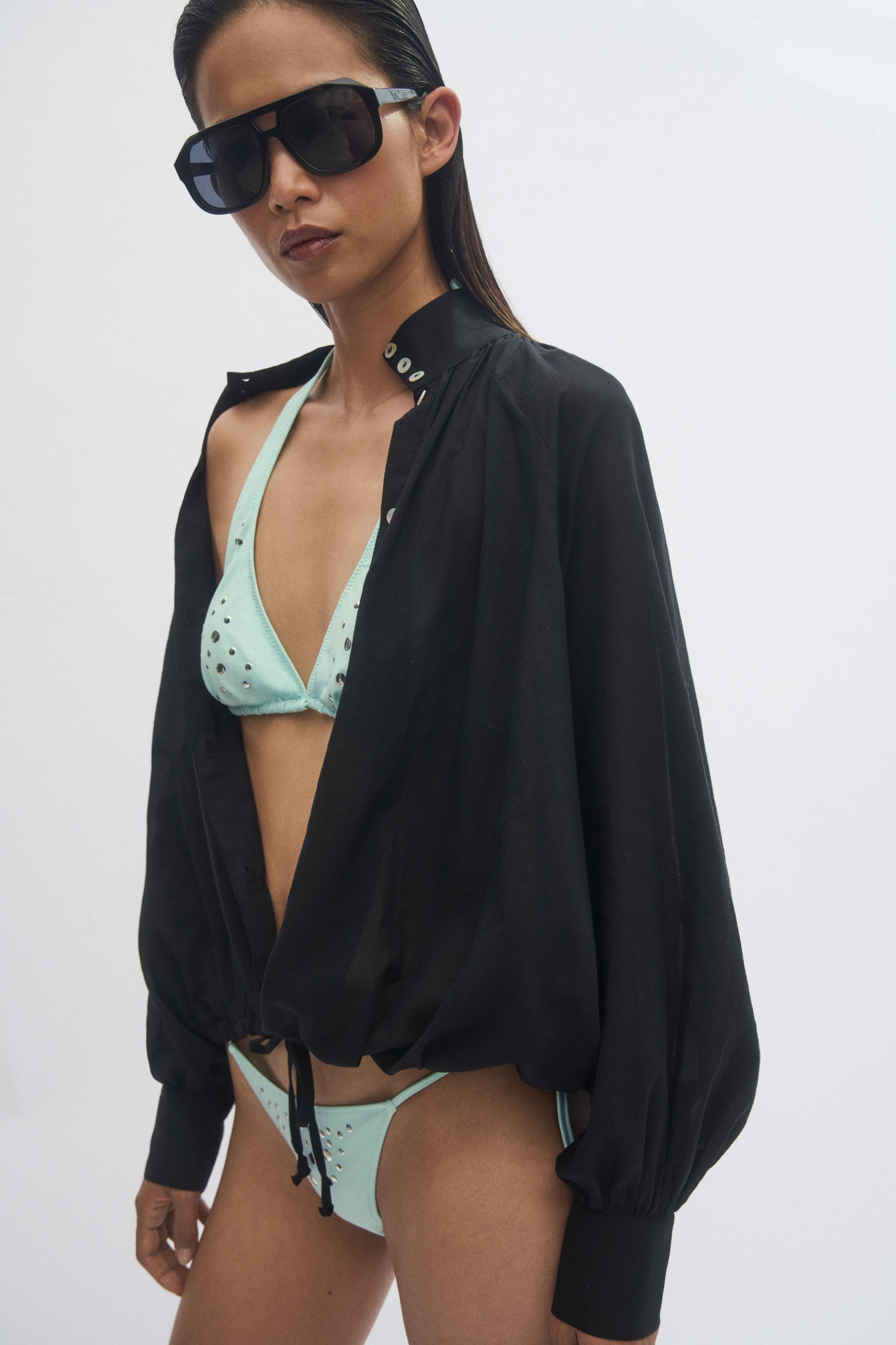 ZW COLLECTION HIGH NECK SHIRT — Black