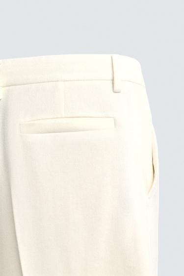 LIMITED EDITION FLANNEL PLEATED TROUSERS - White by Zara - Image 9