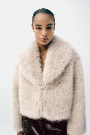 FAUX FUR COLLARED JACKET - Ecru by Zara