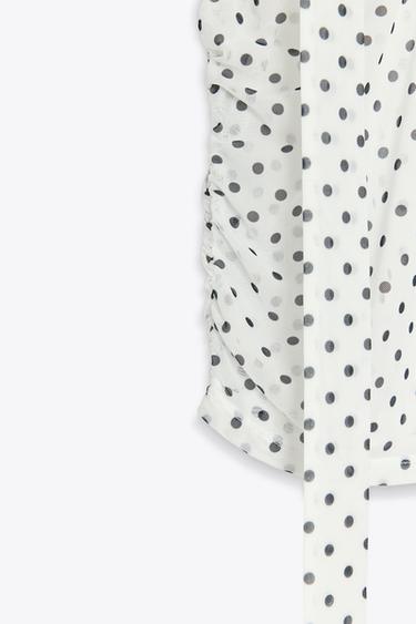 TOP FOULARD À POIS - Noir / Blanc de Zara - Image 7