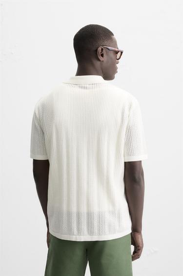 CHEMISE EN MAILLE AJOURÉE - Blanc cassé de Zara - Image 2