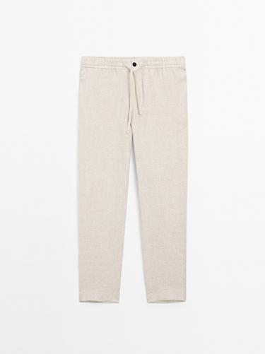 Pantalón lino total look - Crudo de Zara