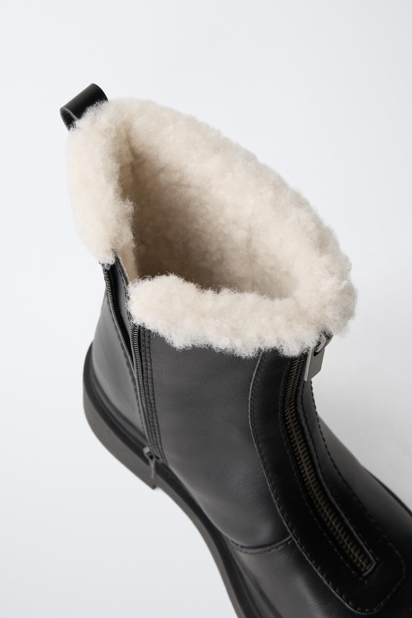 Детские ботинки Zara Lined Zip-Up Ankle, цвет: Чёрный — фото 7