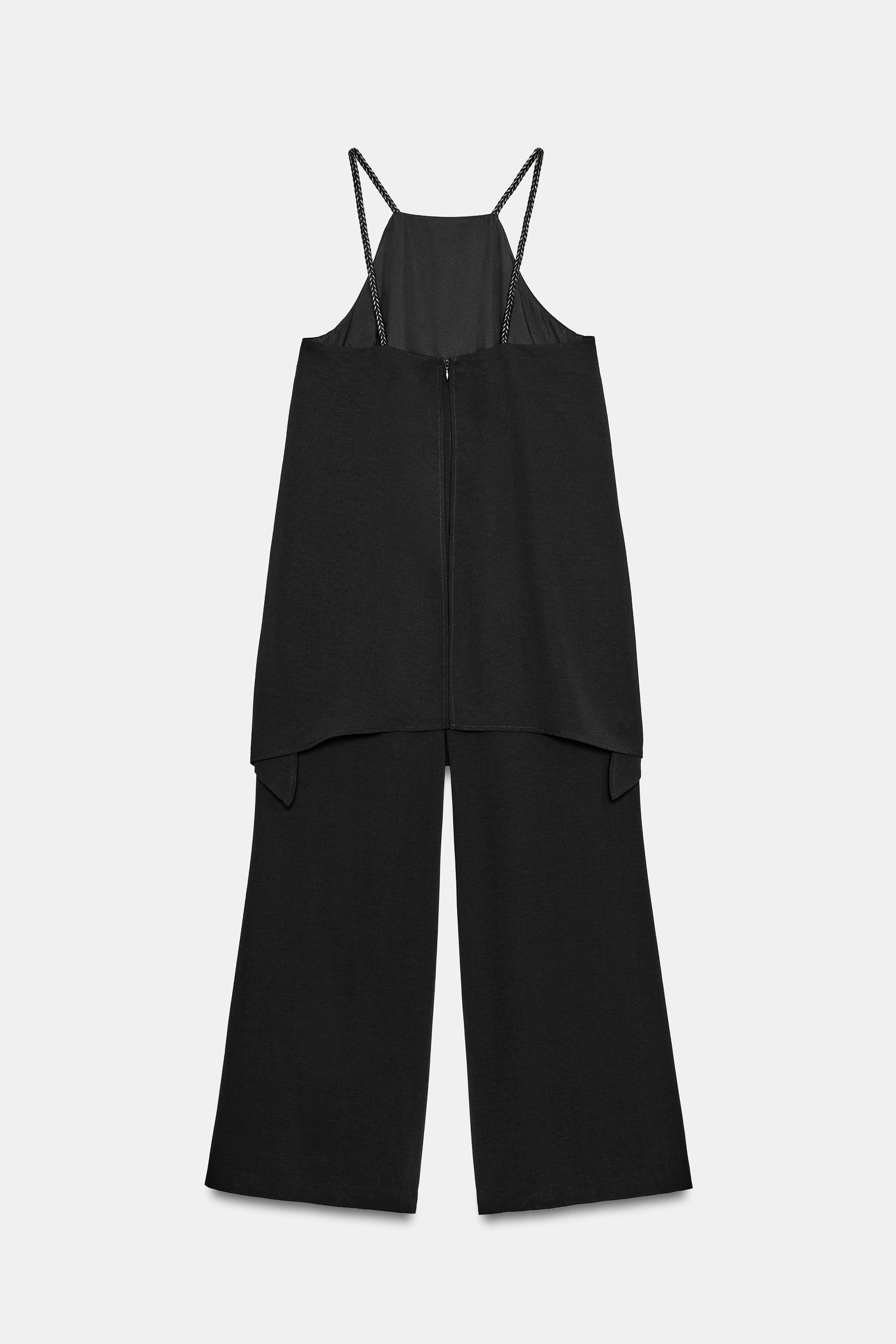 ダブルレイヤード編みストラップジャンプスーツ - ブラック | ZARA 