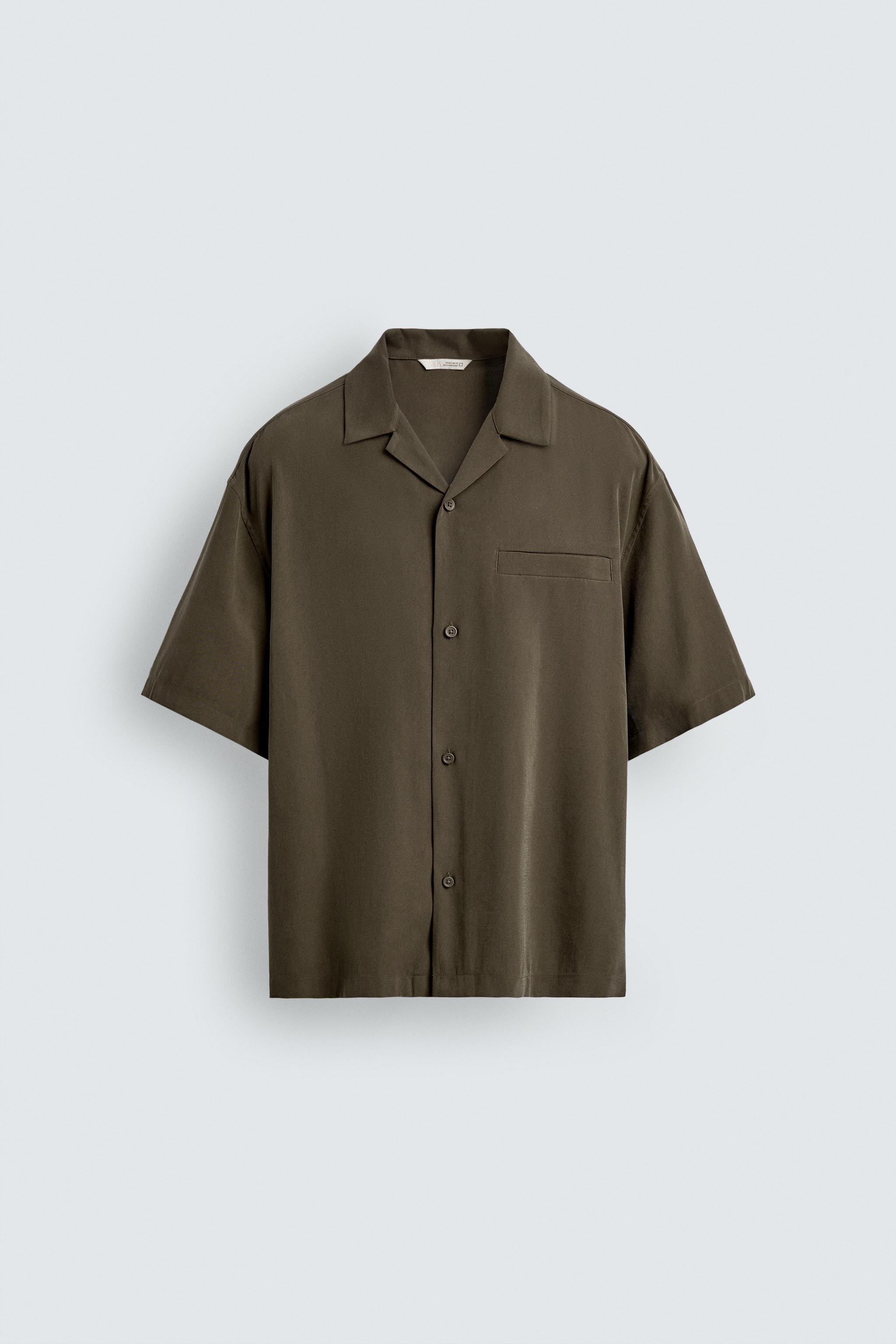 RELAXED FIT FLOWY SHIRT — Brown / Taupe