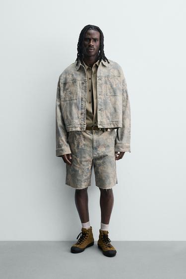 CROPPED FIT FLORAL PRINT DENIM JACKET - Printed by Zara - Image 0