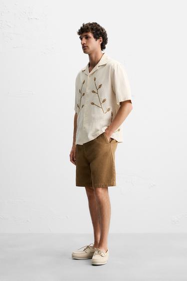 CONTRAST EMBROIDERY SHIRT - Yellow by Zara - Image 3