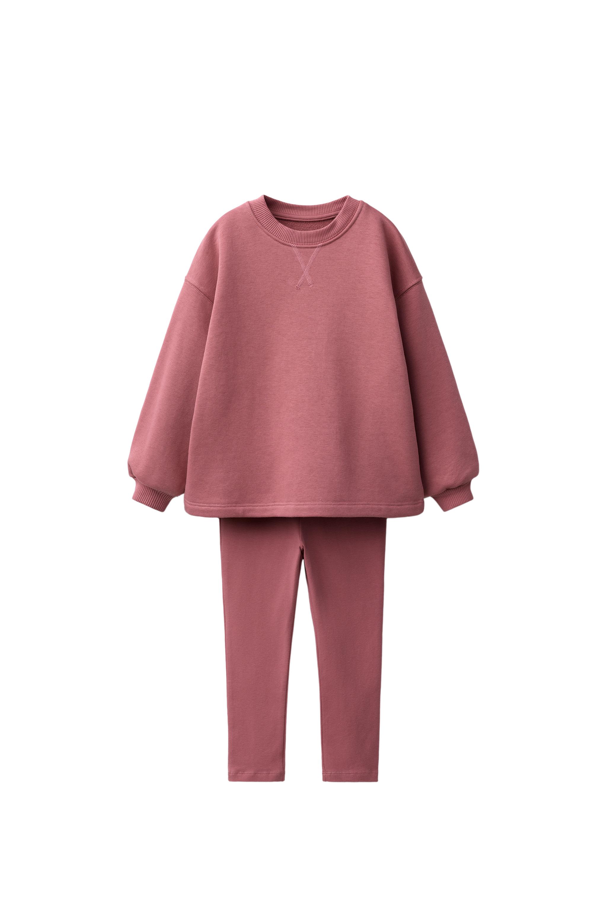 PLAIN SWEATSHIRT AND LEGGING SET — 140 (alternate view)