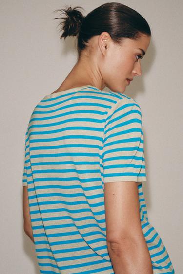 STRIPED KNIT TOP - Blue by Zara