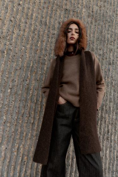 WOOL AND ALPACA JUMPER - Brown / Taupe by Zara