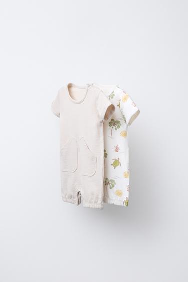 Zaras TVÅPACK KORTA PYJAMAS - Beige - Bild 0