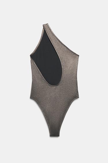 MAILLOT DE BAIN MÉTALLISÉ ASYMÉTRIQUE - Argent foncé de Zara - Image 8