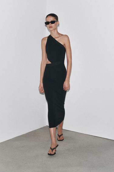 VESTIDO STRETCH ASIMÉTRICO - Negro de Zara - Imagen 0