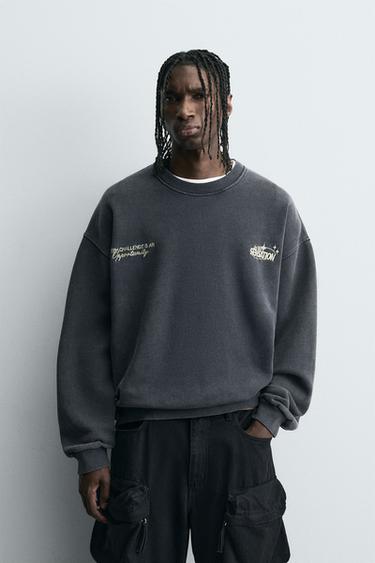 SUDADERA ESTAMPADO COMBINADO - Antracita oscuro de Zara