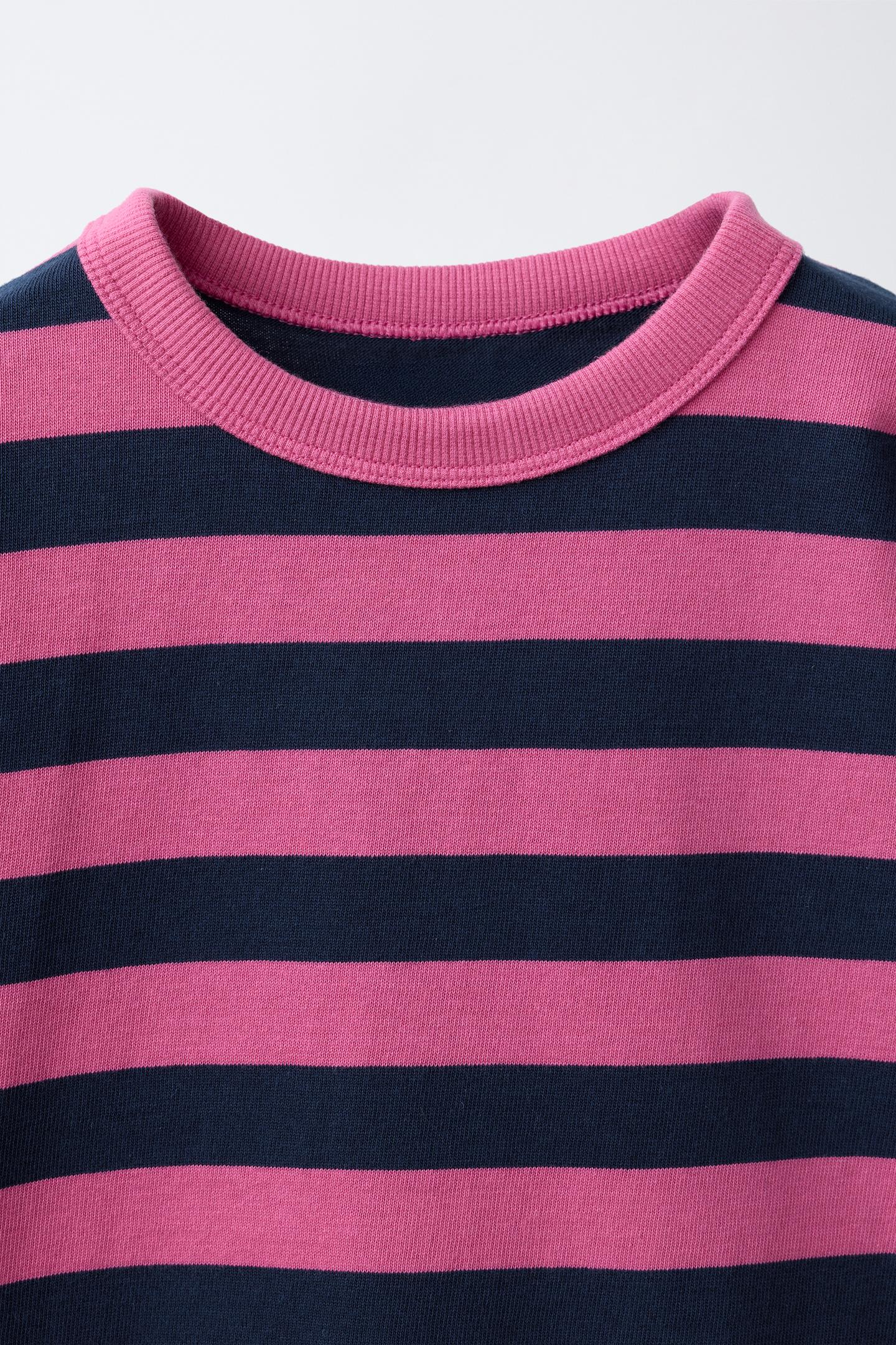 Детская футболка Zara Heavyweight Striped Print, цвет: Розовый — фото 3