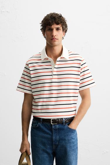 Zara STRIPED POLO SHIRT - striped