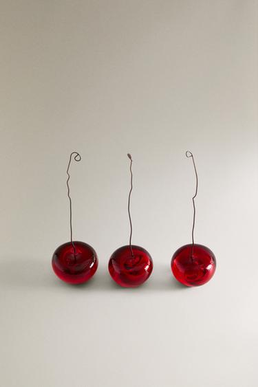 CERISE DÉCORATIVES VERRE (LOT DE 3) - Rouge de Zara - Image 1