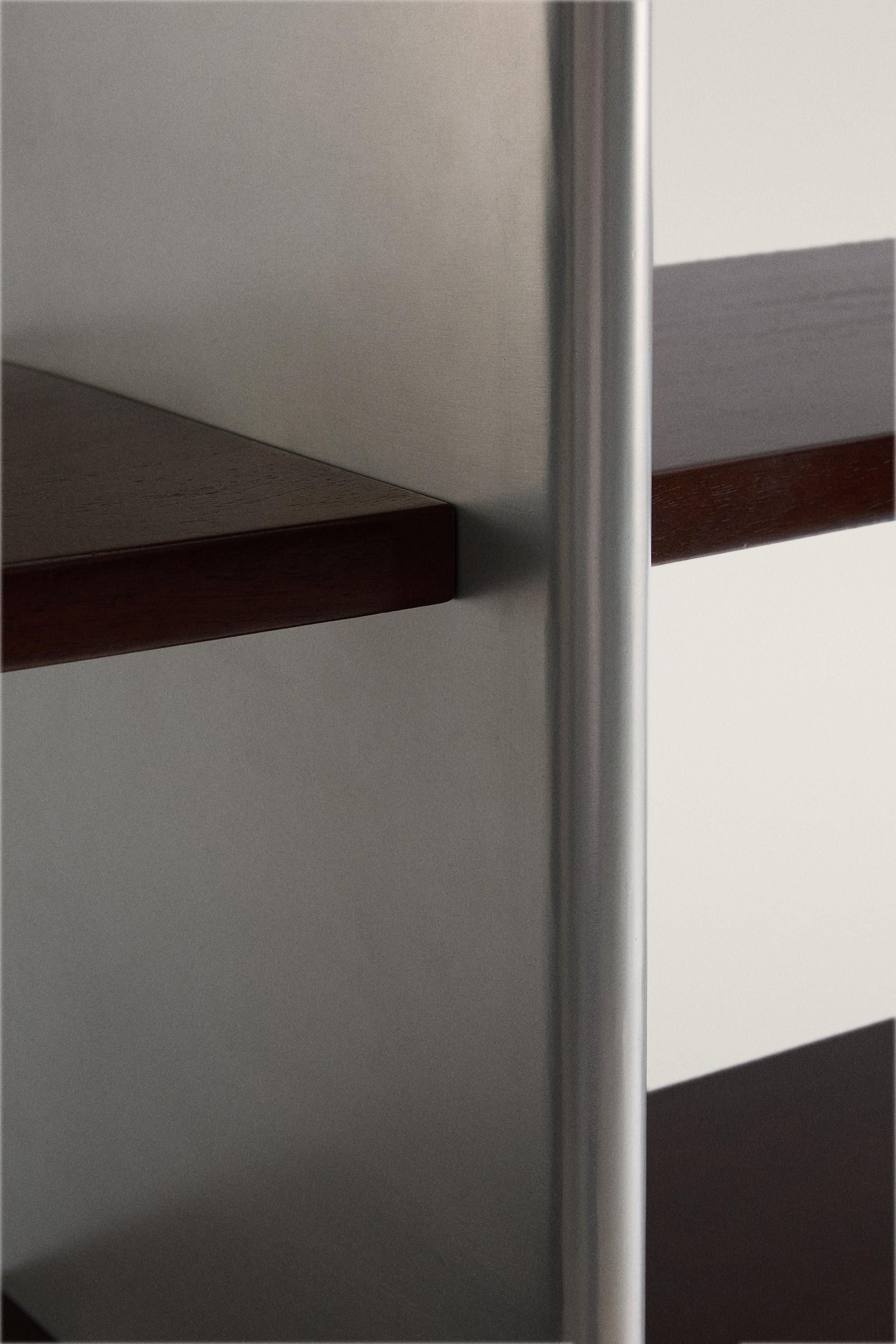 WOOD AND STEEL SHELVING UNIT