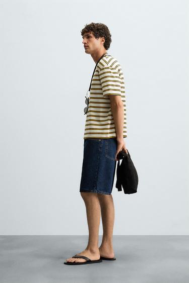 STRIPED JACQUARD T-SHIRT - Ecru/Yellow by Zara - Image 3