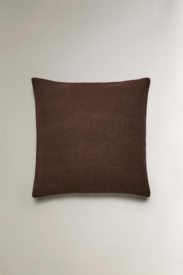 JUTE AND COTTON CUSHION COVER - Brown by Zara