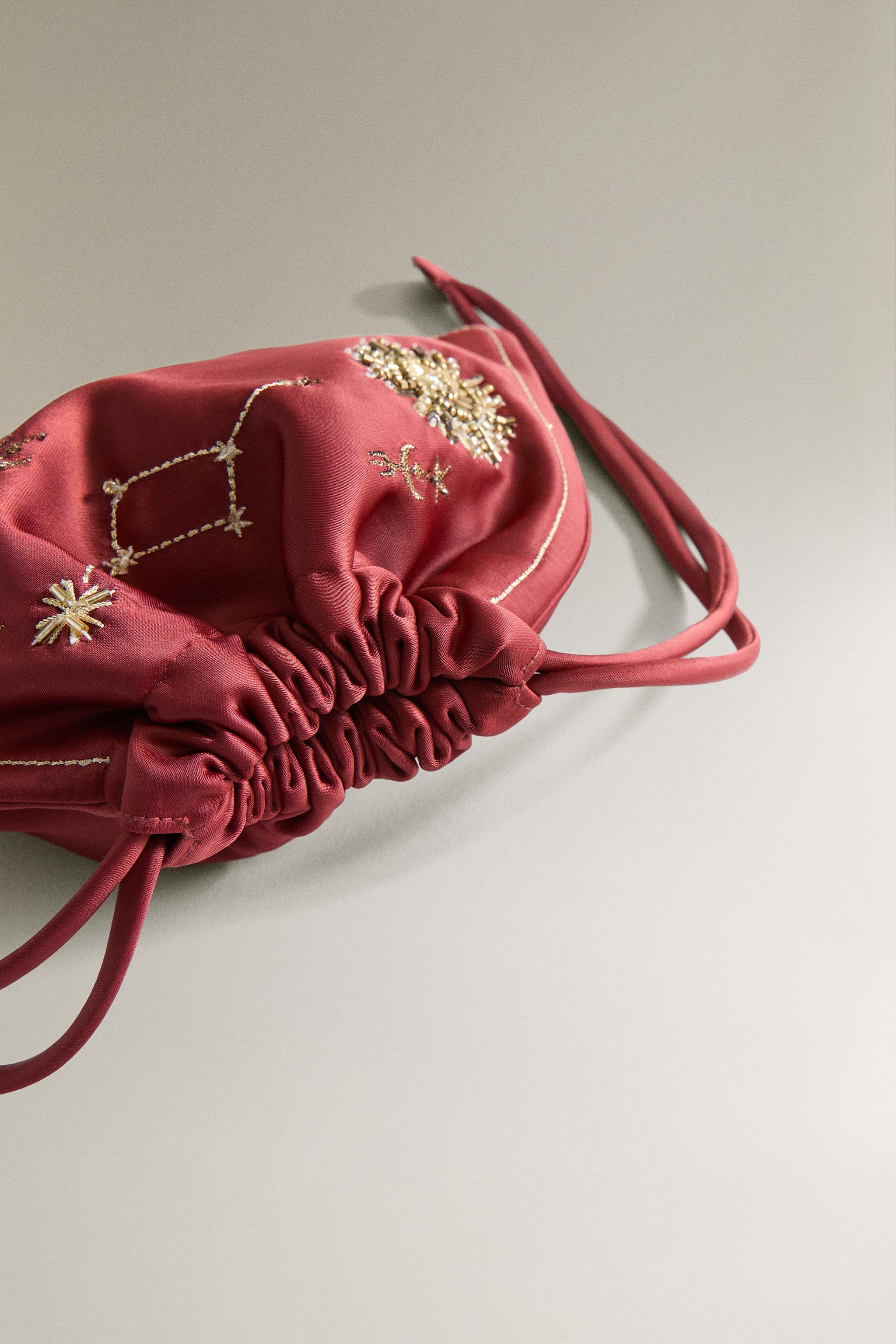 SMALL EMBROIDERED BAG | MARISA BERENSON — Burgundy Red