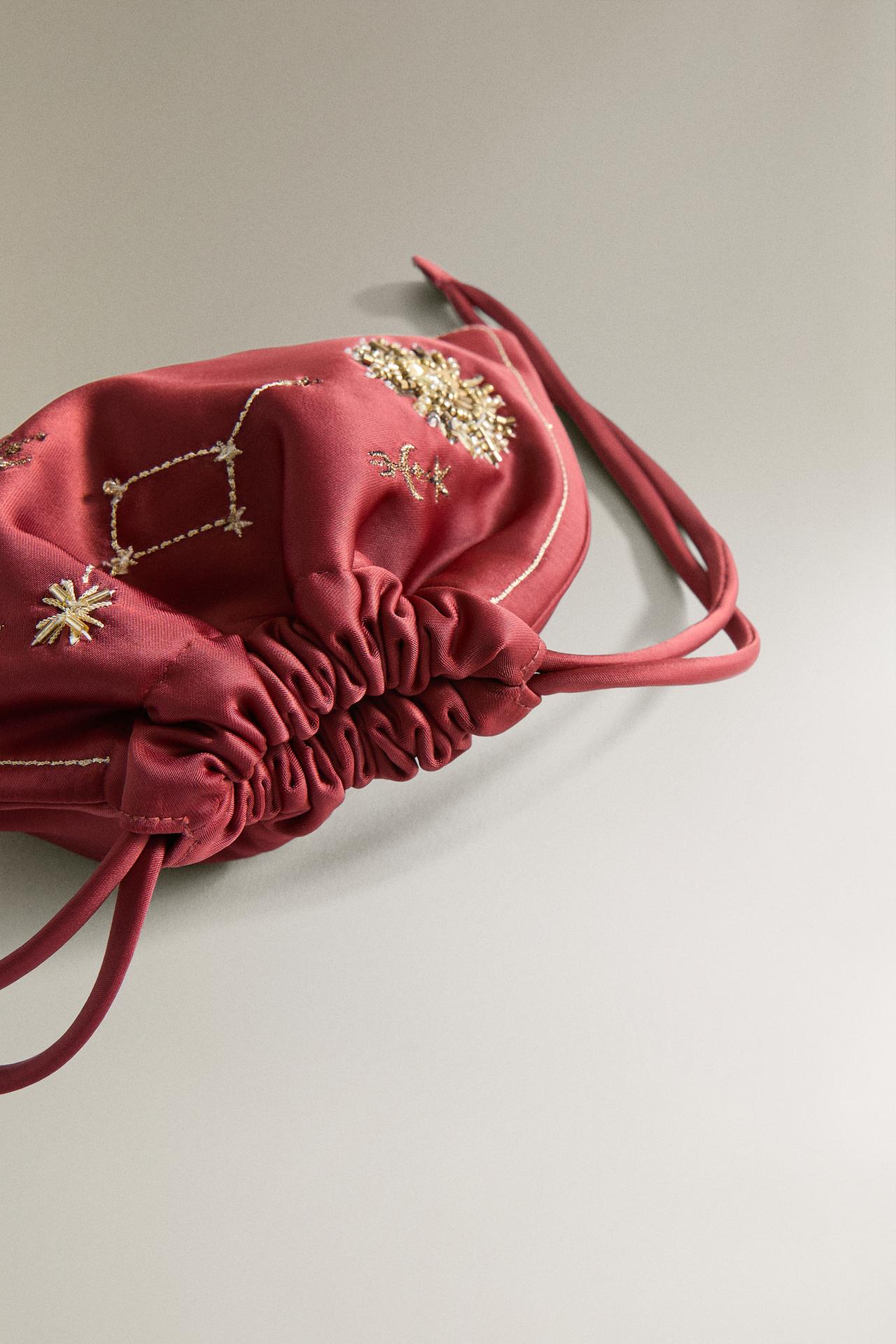 SMALL EMBROIDERED BAG | MARISA BERENSON — Burgundy Red