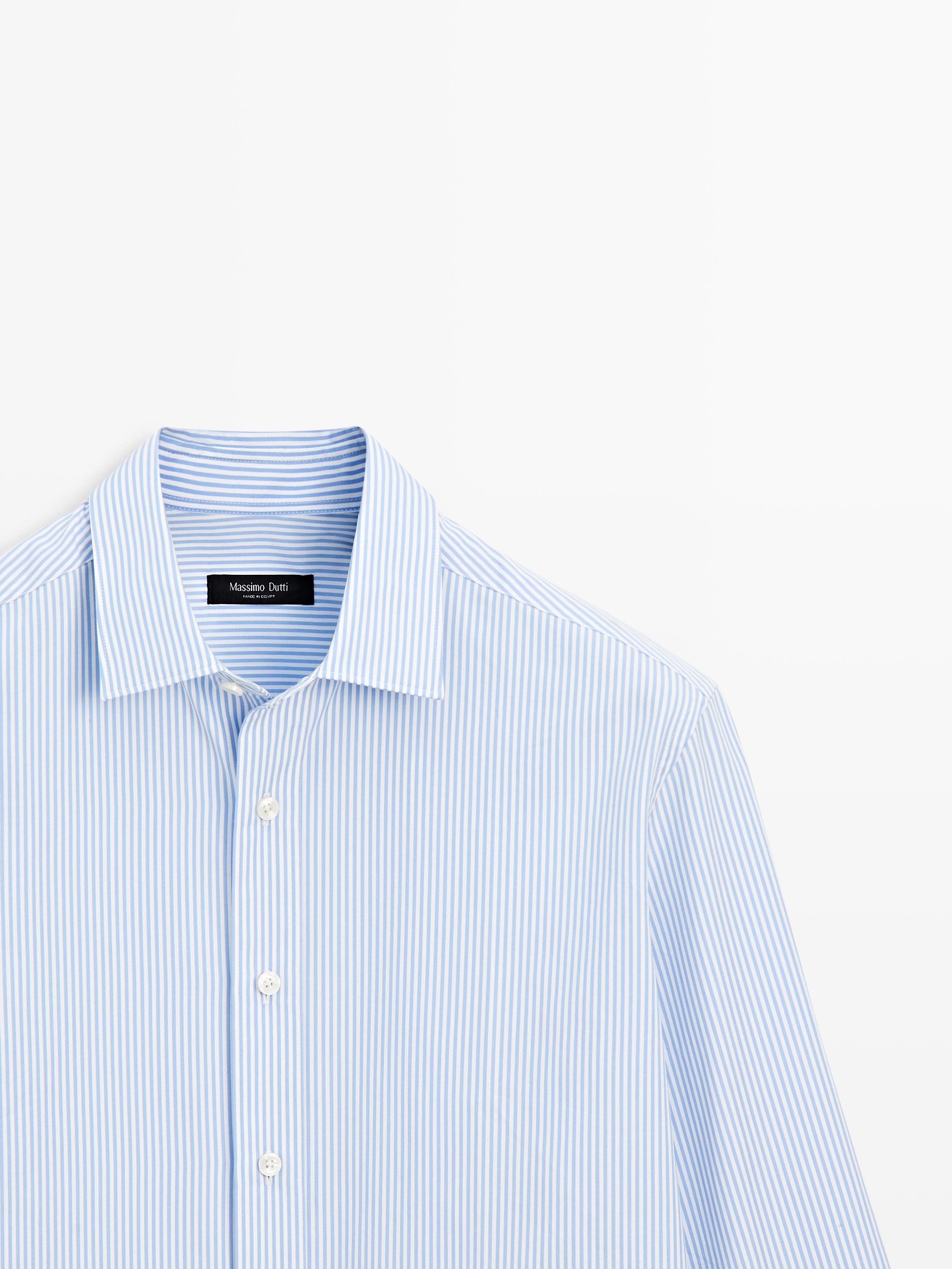 Chemise à rayures regular fit 100 % coton