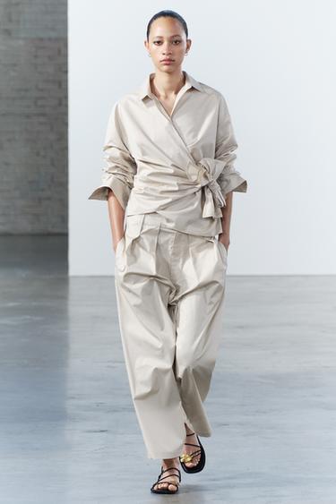 БРЮКИ С ЗАЩИПАМИ — ZW COLLECTION — БЕЖЕВЫЙ от Zara — изображение 0