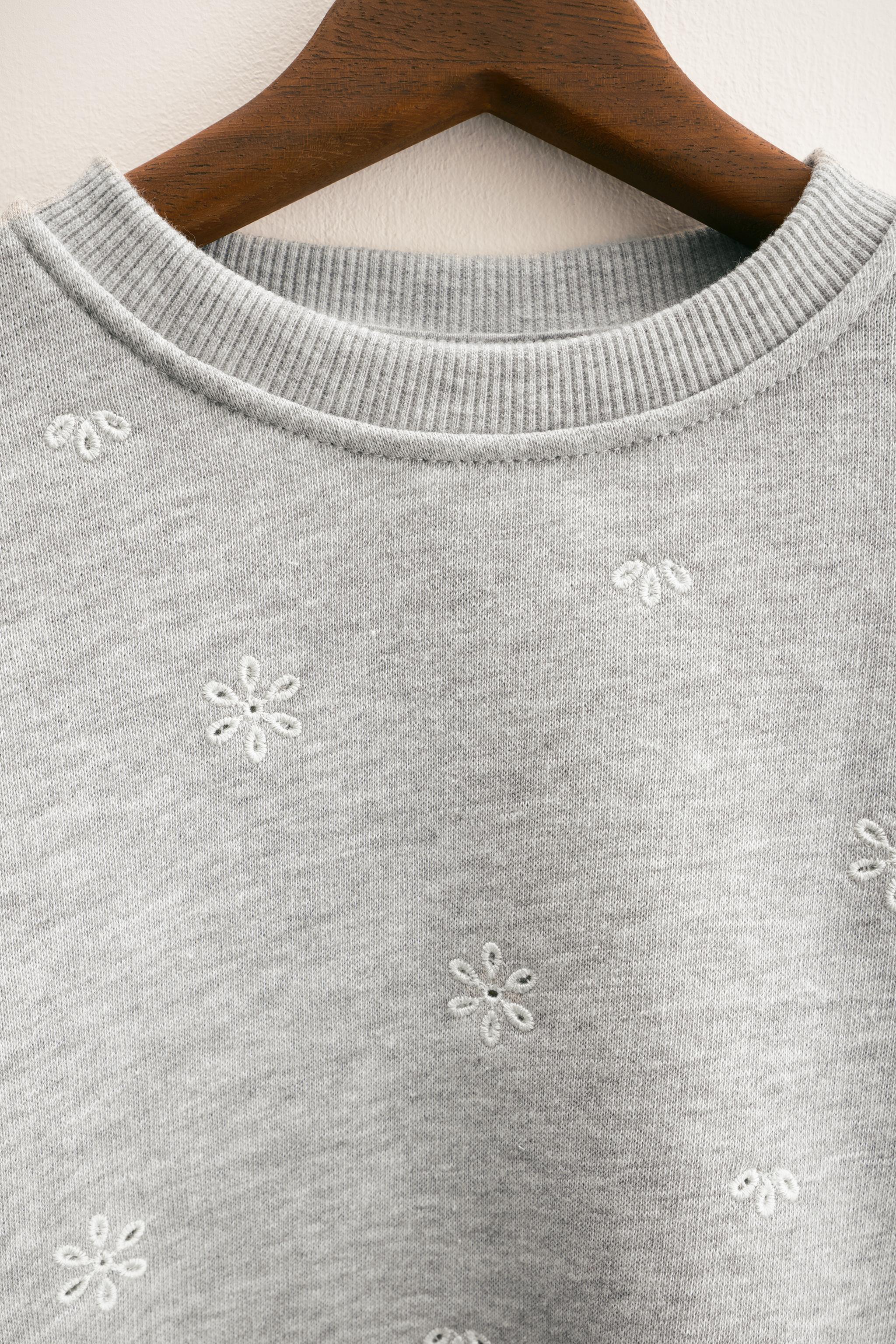 ZARA TIMELESS - FLORAL EMBROIDERED SWEATSHIRT - Gray marl
