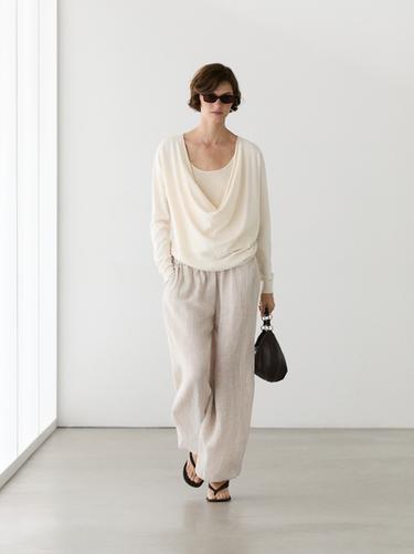 Pull drapé en maille de coton - Écru de Zara - Image 0