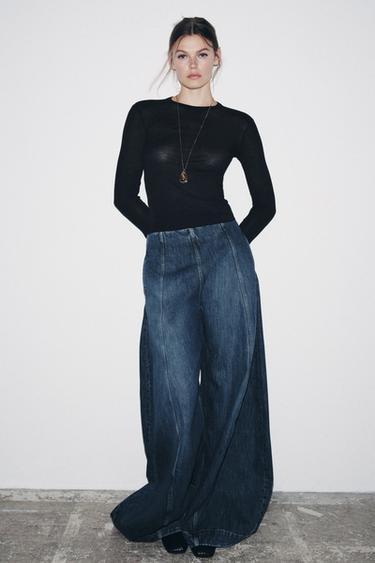 Zara ZW COLLECTION HIGH-WAIST BALLOON JEANS - Blue - Image 0