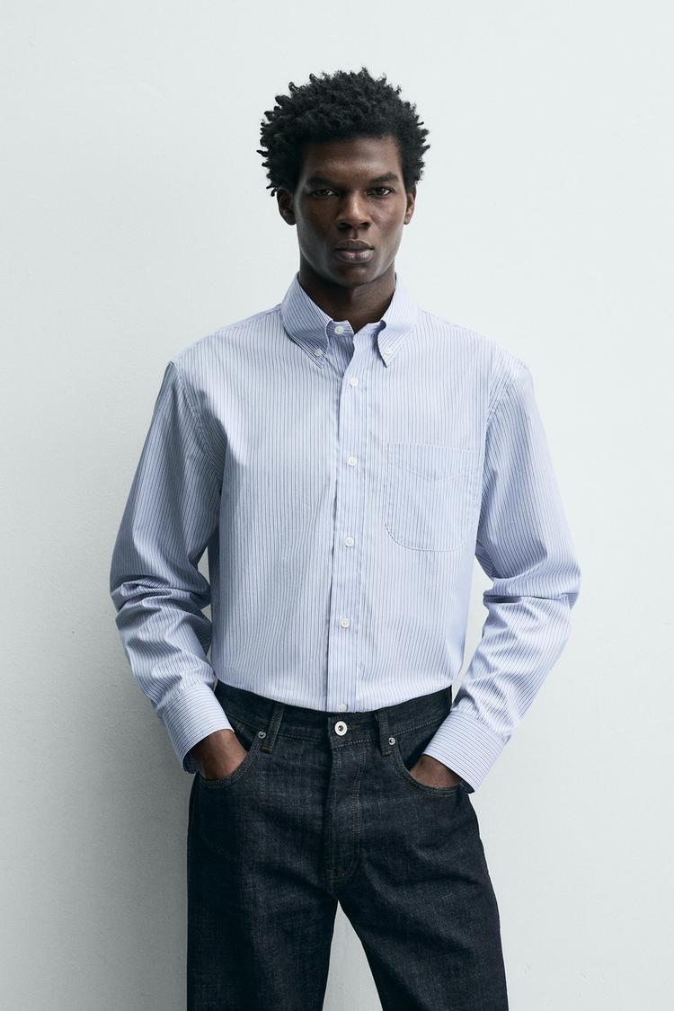 ZARA TEXTURED STRIPED SHIRT