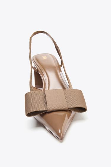BOW SLINGBACK HEELS - Brown by Zara - Image 2