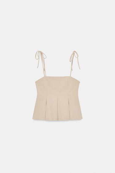 PEPLUM STRAPPY TOP - Beige by Zara - Image 5