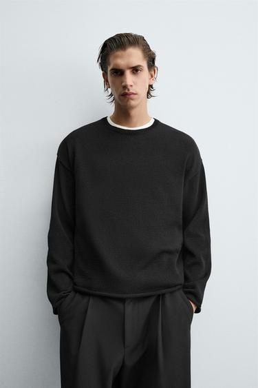 JERSEY ESTRUCTURA ACABADOS VUELTA - Negro de Zara