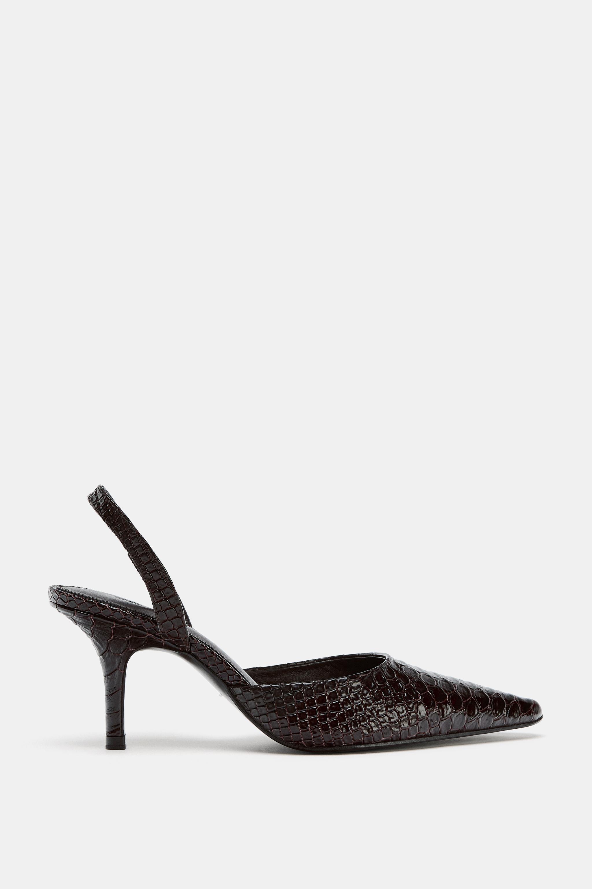 Zara Limited Edition Leather Slingback Heels Chocolate Brown 6½ Woman