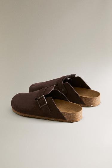 SABOT CUIR BOUCLE DÉTAIL SURPIQÛRE - Marron de Zara - Image 3