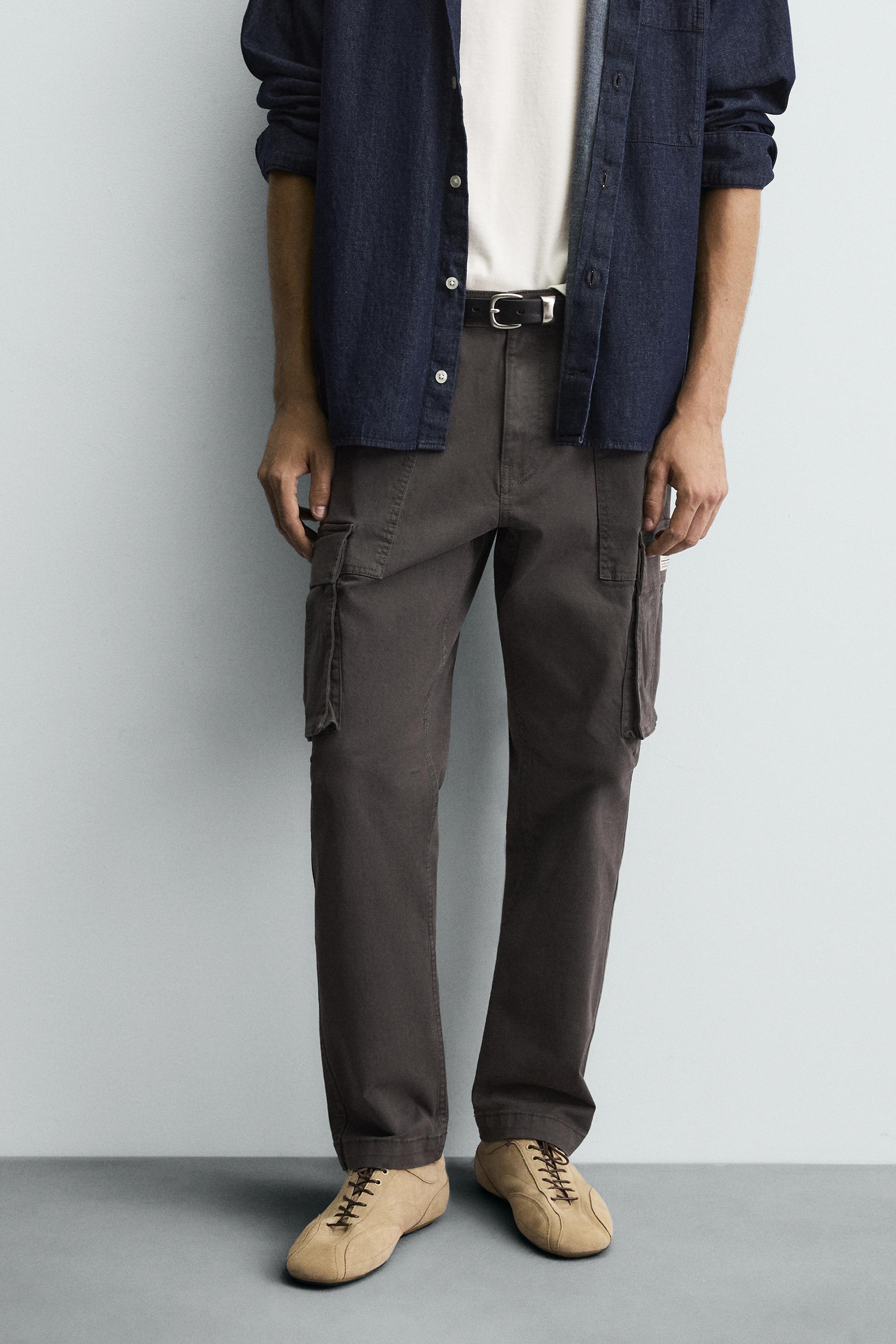 RELAXED FIT CARGO PANTS — Dark gray