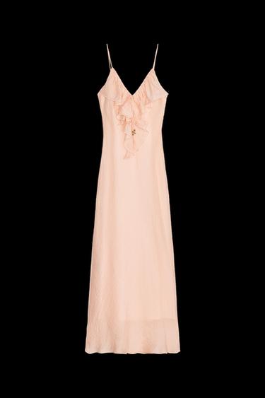 Zara RUFFLED MIDI SLIP DRESS - Beige-pink - Image 0