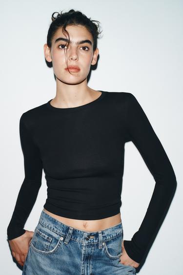 LONG SLEEVE T-SHIRT - Black by Zara - Image 3
