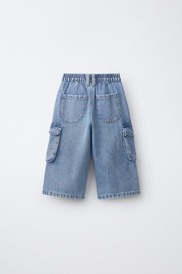JEANS CARGO BALLOON ETIQUETA - Azul medio de Zara