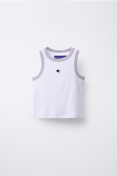 PACK CHEMISE POPELINE RAYÉE AVEC DÉBARDEUR EN MAILLE CHAMPION ® X ZARA - Mauve clair de Zara - Image 1